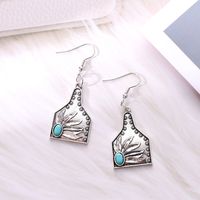 1 Pair Vintage Style Cactus Sunflower Letter Alloy Turquoise Drop Earrings main image 4