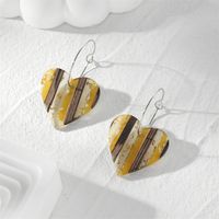1 Pair Casual Simple Style Heart Shape Printing Wood Drop Earrings sku image 3