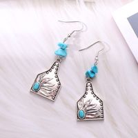 1 Pair Vintage Style Cactus Sunflower Letter Alloy Turquoise Drop Earrings main image 5