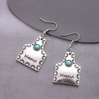 1 Pair Vintage Style Cactus Sunflower Letter Alloy Turquoise Drop Earrings main image 7