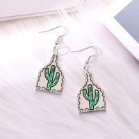 1 Pair Vintage Style Cactus Sunflower Letter Alloy Turquoise Drop Earrings main image 8