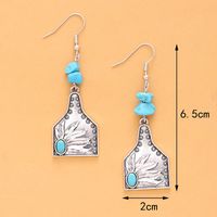 1 Pair Vintage Style Cactus Sunflower Letter Alloy Turquoise Drop Earrings sku image 3