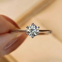 Glam Luxurious Solid Color Sterling Silver Gra Inlay Moissanite Rings main image 3
