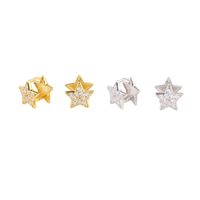 1 Paire Commuer Star Placage Incruster Argent Sterling Zircon Des Boucles D'oreilles main image 1