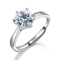 Glam Luxurious Solid Color Sterling Silver Gra Inlay Moissanite Rings sku image 6