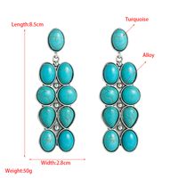 1 Pair Elegant Luxurious Oval Inlay Alloy Turquoise Drop Earrings main image 2