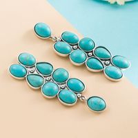 1 Pair Elegant Luxurious Oval Inlay Alloy Turquoise Drop Earrings main image 4