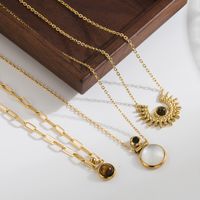 Ig Style Simple Style Round Stainless Steel Plating Inlay Natural Stone Gold Plated Pendant Necklace main image 1