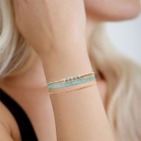 Simple Style Classic Style Color Block Natural Stone Layered Knitting 18k Gold Plated Bracelets main image 3