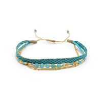 Simple Style Classic Style Color Block Natural Stone Layered Knitting 18k Gold Plated Bracelets sku image 1