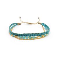 Simple Style Classic Style Color Block Natural Stone Layered Knitting 18k Gold Plated Bracelets main image 4