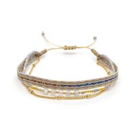 Simple Style Classic Style Color Block Natural Stone Layered Knitting 18k Gold Plated Bracelets sku image 5