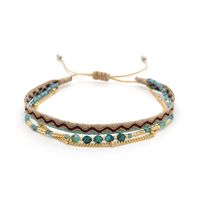 Simple Style Classic Style Color Block Natural Stone Layered Knitting 18k Gold Plated Bracelets sku image 2
