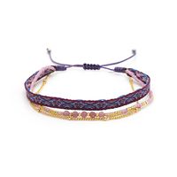 Simple Style Classic Style Color Block Natural Stone Layered Knitting 18k Gold Plated Bracelets sku image 3