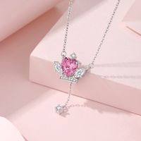 Simple Style Classic Style Color Block Sterling Silver Inlay Zircon Pendant Necklace main image 4