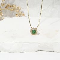 Elegant Luxurious Solid Color Zircon Metal Copper Wholesale Pendant Necklace sku image 5