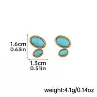 1 Pair Elegant Simple Style Geometric Inlay Copper Resin Turquoise 18k Gold Plated Ear Studs main image 2