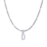 Fashion Letter Stainless Steel Plating Inlay Artificial Diamond Pendant Necklace 1 Piece sku image 4