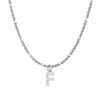 Fashion Letter Stainless Steel Plating Inlay Artificial Diamond Pendant Necklace 1 Piece sku image 6