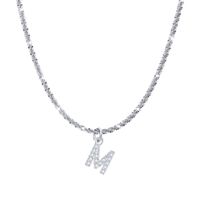 Fashion Letter Stainless Steel Plating Inlay Artificial Diamond Pendant Necklace 1 Piece sku image 13