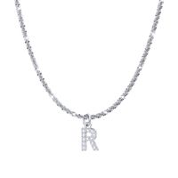 Fashion Letter Stainless Steel Plating Inlay Artificial Diamond Pendant Necklace 1 Piece sku image 18