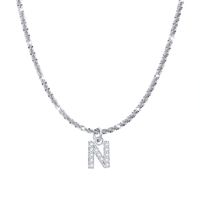 Fashion Letter Stainless Steel Plating Inlay Artificial Diamond Pendant Necklace 1 Piece sku image 14