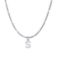 Fashion Letter Stainless Steel Plating Inlay Artificial Diamond Pendant Necklace 1 Piece sku image 19