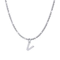 Fashion Letter Stainless Steel Plating Inlay Artificial Diamond Pendant Necklace 1 Piece sku image 22
