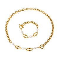 304 Stainless Steel Freshwater Pearl 16K Gold Plated White Gold Plated Gold Plated IG Style Simple Style Classic Style Polishing Plating Solid Color Bracelets Necklace main image 8