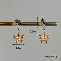 1 Pair Ig Style Basic Leaf Flower Plating Inlay Stainless Steel Zircon 18k Gold Plated Drop Earrings main image 2