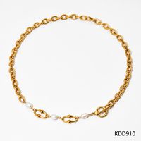 304 Stainless Steel Freshwater Pearl 16K Gold Plated White Gold Plated Gold Plated IG Style Simple Style Classic Style Polishing Plating Solid Color Bracelets Necklace sku image 4