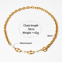 304 Stainless Steel Freshwater Pearl 16K Gold Plated White Gold Plated Gold Plated IG Style Simple Style Classic Style Polishing Plating Solid Color Bracelets Necklace main image 2