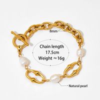 304 Stainless Steel Freshwater Pearl 16K Gold Plated White Gold Plated Gold Plated IG Style Simple Style Classic Style Polishing Plating Solid Color Bracelets Necklace main image 3