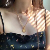 Simple Style Hexagon Letter Stainless Steel Copper Plating 14k Gold Plated Pendant Necklace main image 8