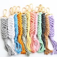 Bohemian Solid Color Cotton Knitting Tassel Bag Pendant Keychain main image 1