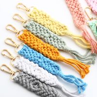 Bohemian Solid Color Cotton Knitting Tassel Bag Pendant Keychain main image 4