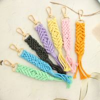 Bohemian Solid Color Cotton Knitting Tassel Bag Pendant Keychain main image 5