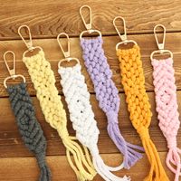 Bohemian Solid Color Cotton Knitting Tassel Bag Pendant Keychain main image 3