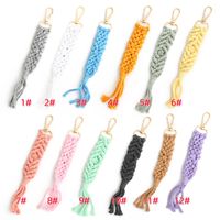Bohemian Solid Color Cotton Knitting Tassel Bag Pendant Keychain main image 2