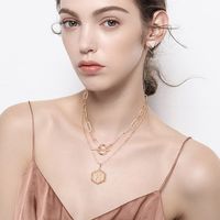 Simple Style Hexagon Letter Stainless Steel Copper Plating 14k Gold Plated Pendant Necklace main image 10