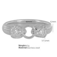 Vintage Style Exaggerated Lion Titanium Steel Plating 18k Gold Plated Bangle main image 3