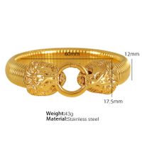 Vintage Style Exaggerated Lion Titanium Steel Plating 18k Gold Plated Bangle main image 2