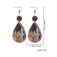 1 Pair Simple Style Classic Style Cactus Sunflower Cattle Patchwork Pu Leather Drop Earrings main image 3