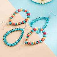 1 Pair Ethnic Style Bohemian Geometric Inlay Alloy Turquoise Drop Earrings main image 8