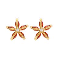 1 Pair Marine Style Geometric Plating Inlay Copper Zircon Ear Studs sku image 9