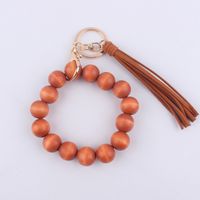 Vintage Style Solid Color Wood Unisex Keychain main image 2