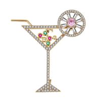 Simple Style Wine Glass Copper Inlay Zircon Women's Brooches main image 4