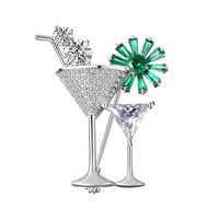 Simple Style Wine Glass Copper Inlay Zircon Women's Brooches sku image 2