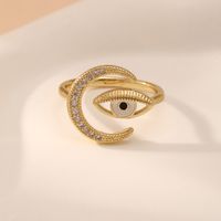 Casual Streetwear Eye Copper Plating Inlay Zircon Open Rings main image 5