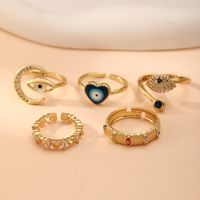 Casual Streetwear Eye Copper Plating Inlay Zircon Open Rings main image 4